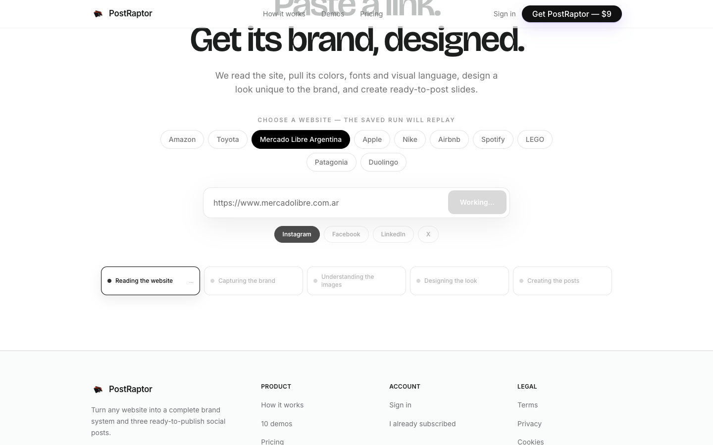 PostRaptor product interface