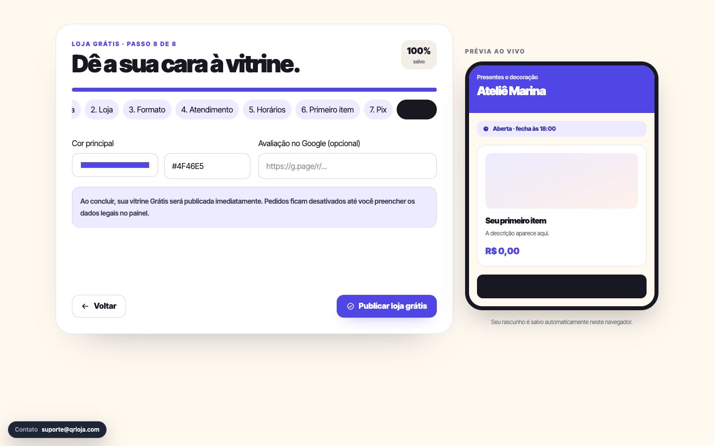 QRLoja product interface
