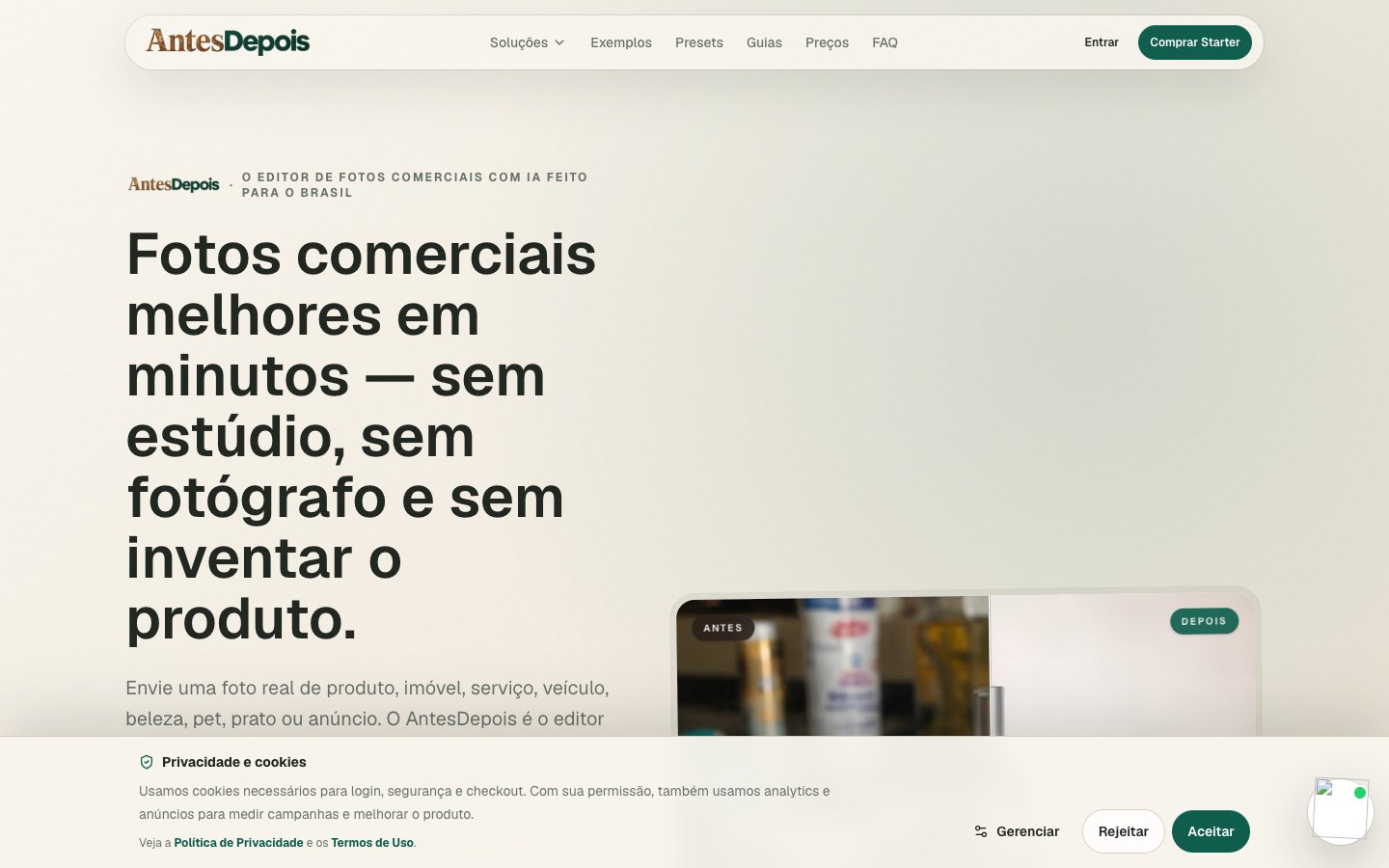 AntesDepois interface view 3