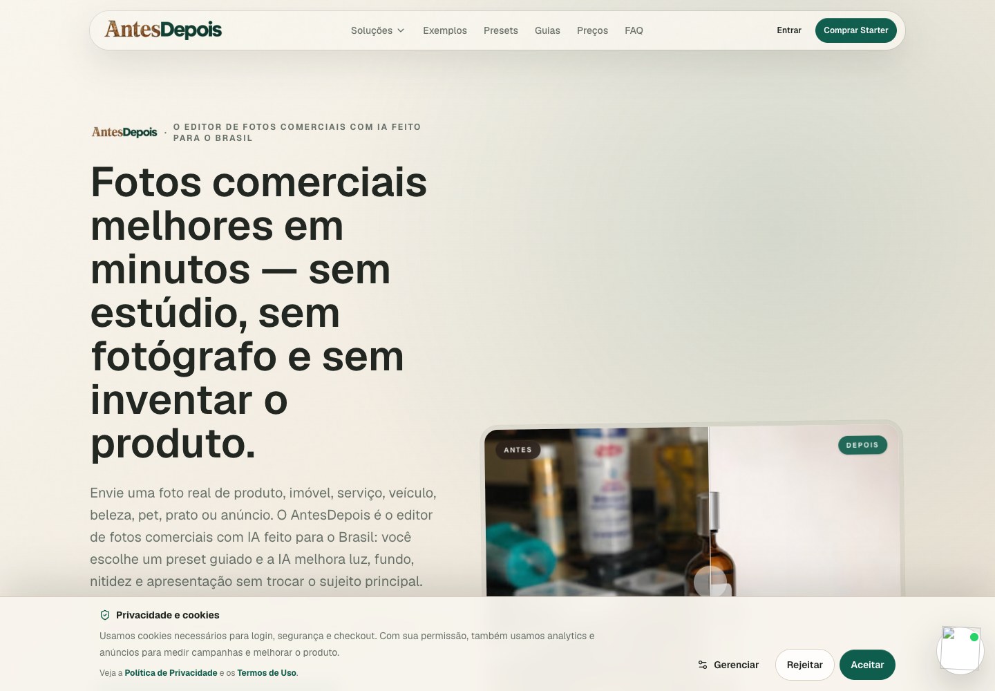 AntesDepois interface view 2