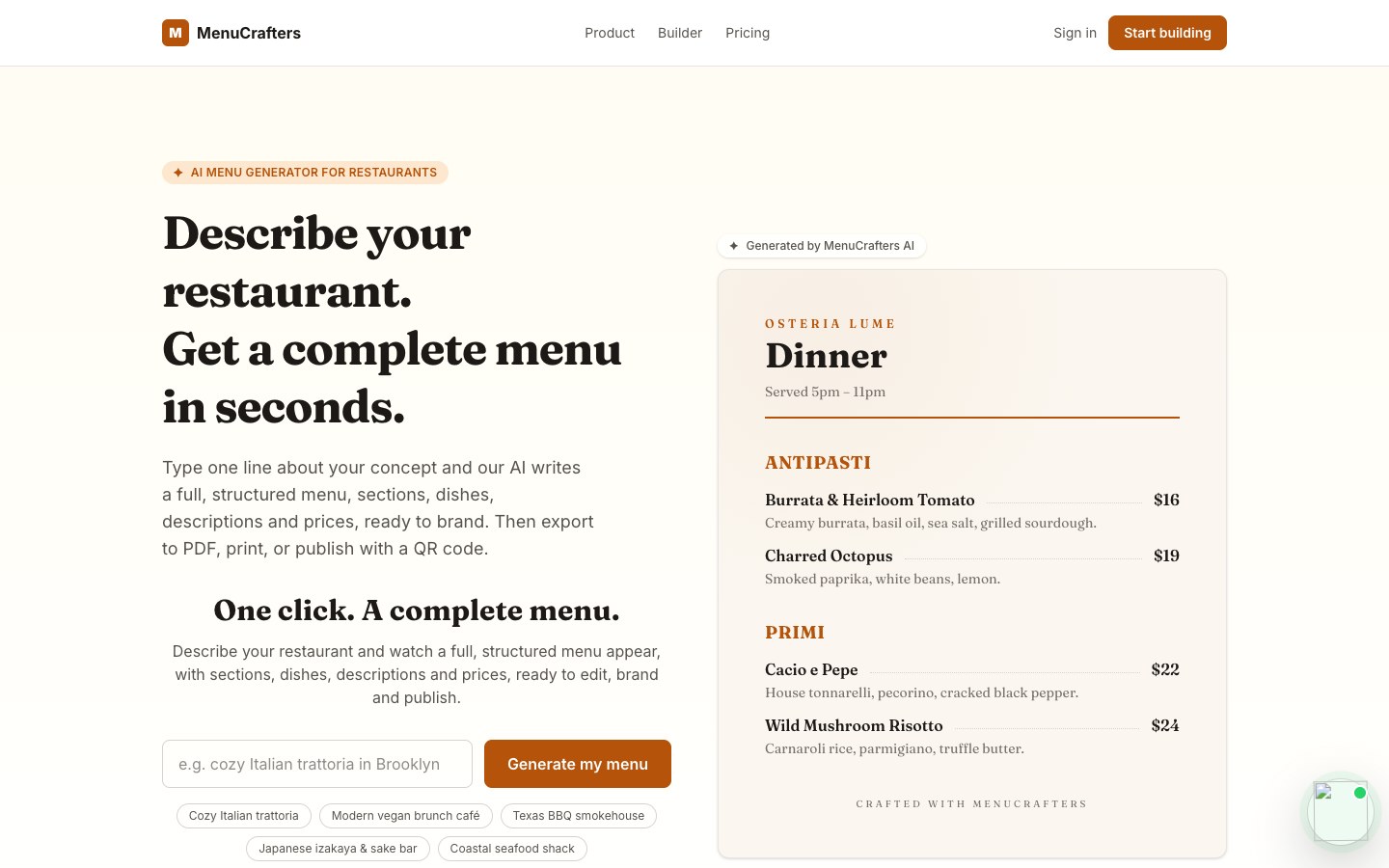 MenuCrafters interface view 3