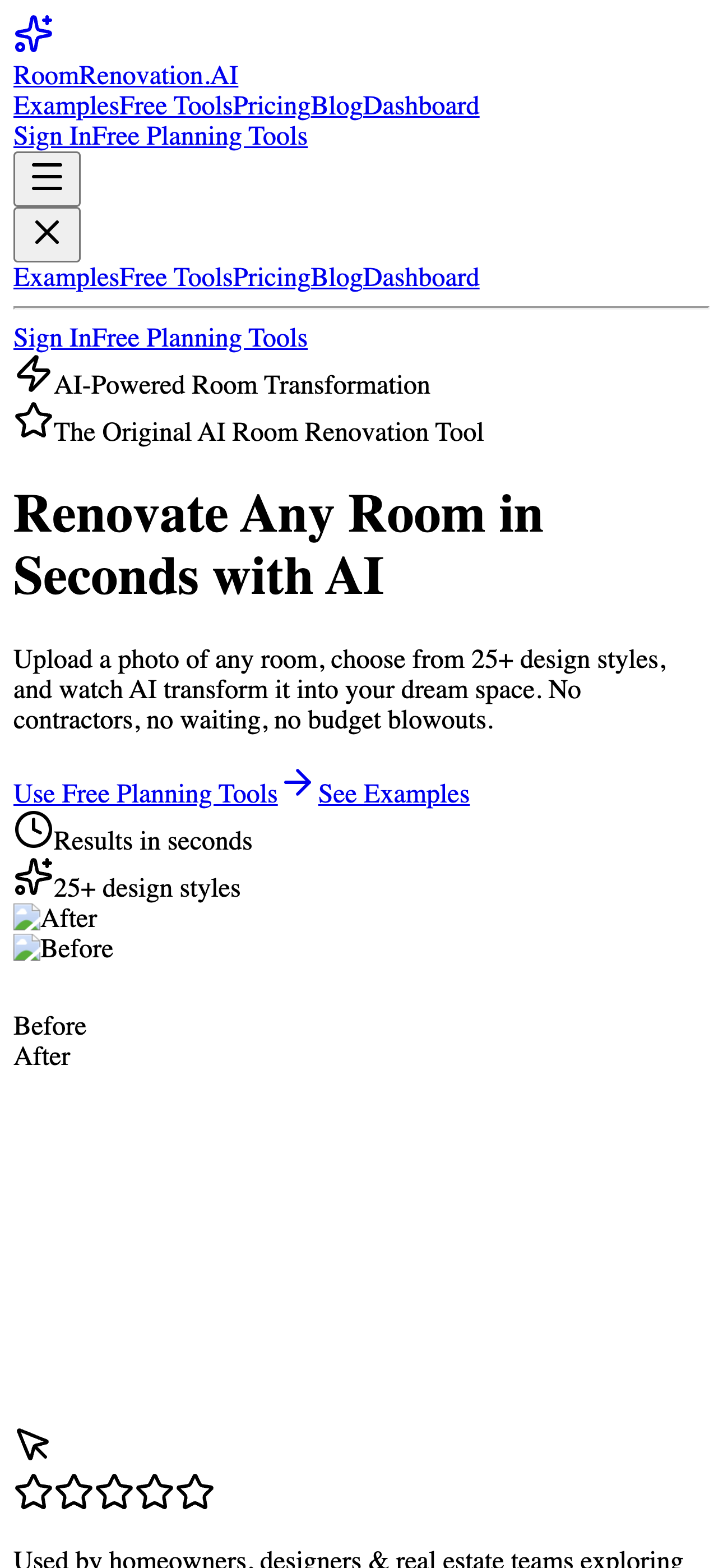 RoomRenovation AI interface view 2