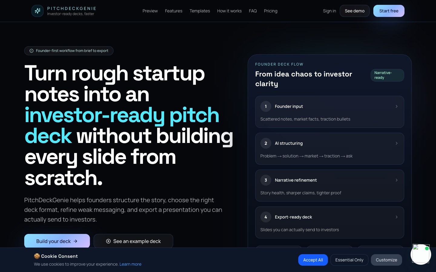 PitchDeckGenie interface view 3