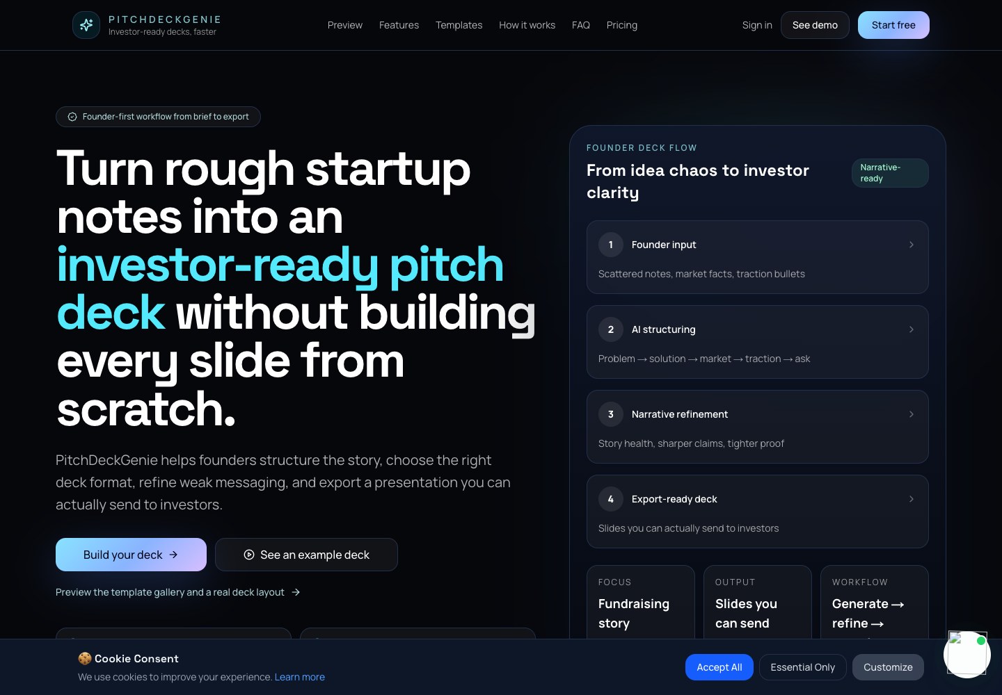 PitchDeckGenie interface view 2