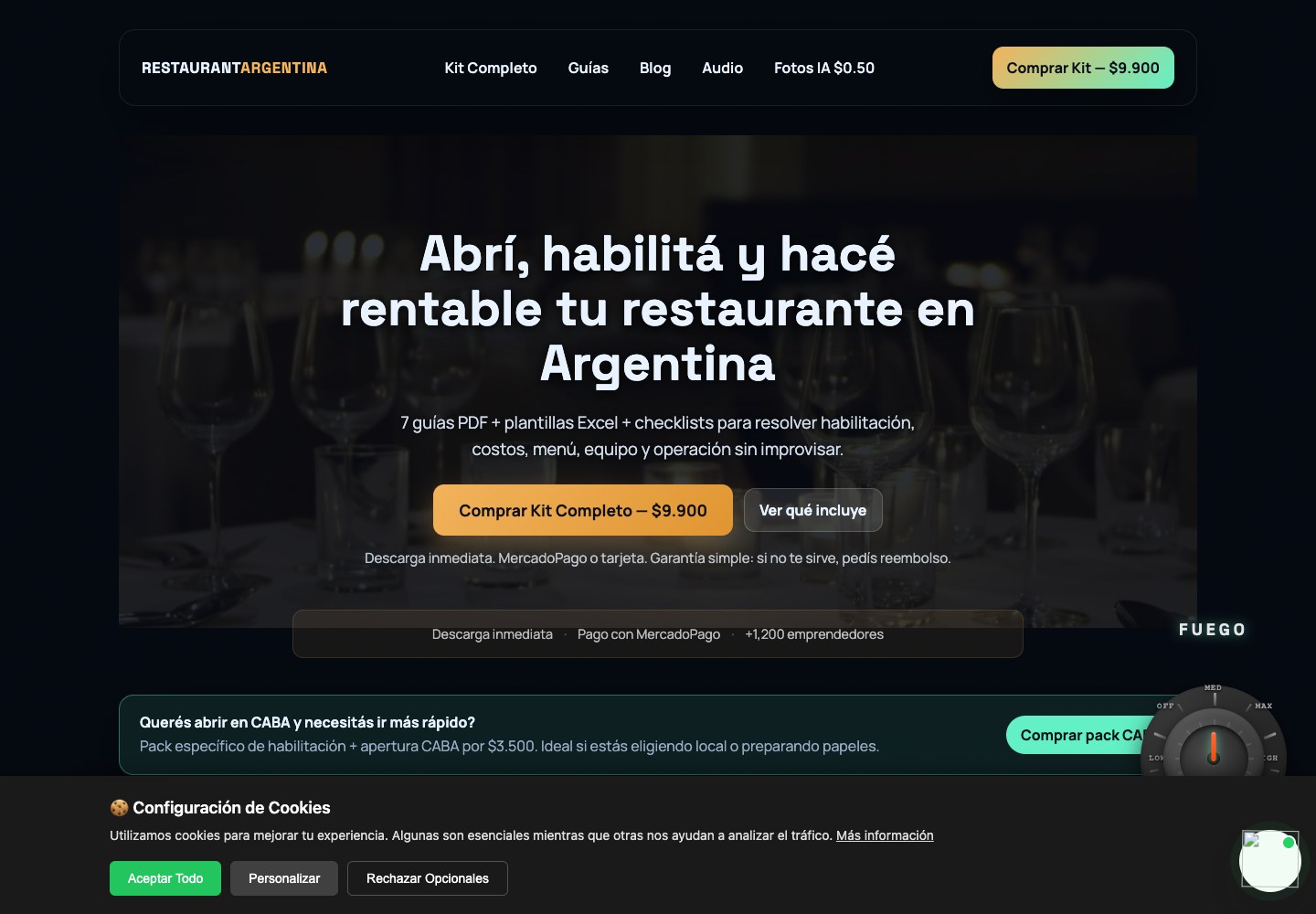Restaurant Argentina interface view 2