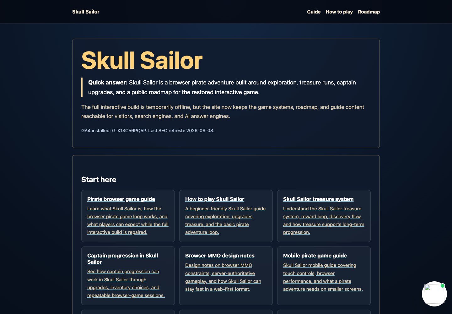 Skull Sailor interface view 2